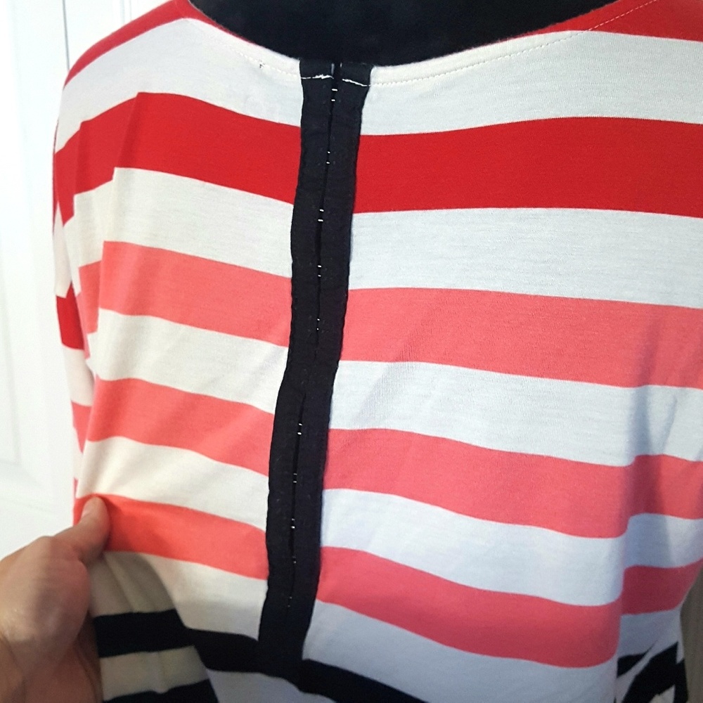 Ann Taylor Loft Striped Hook Eye Back Top - Picture 2 of 5